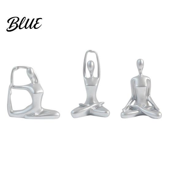 Contemporary Interior Accents 3Pcs Abstract Yoga Figure Sculpture Set Hollow Dancer with Glossy