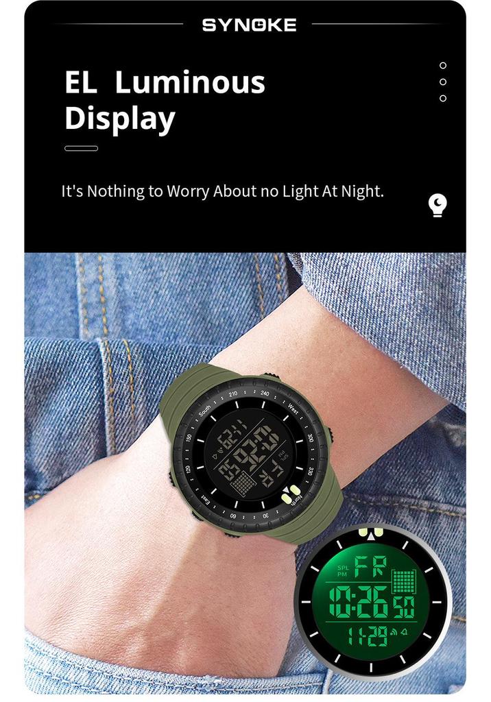 Men's Multifunctional Waterproof Sports Watch with Luminous Acrylic Screen for Outdoor Mountaineering