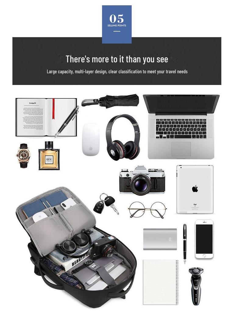 High-Capacity Waterproof Men's Business Travel Backpack - Fashionable and Durable for Laptops