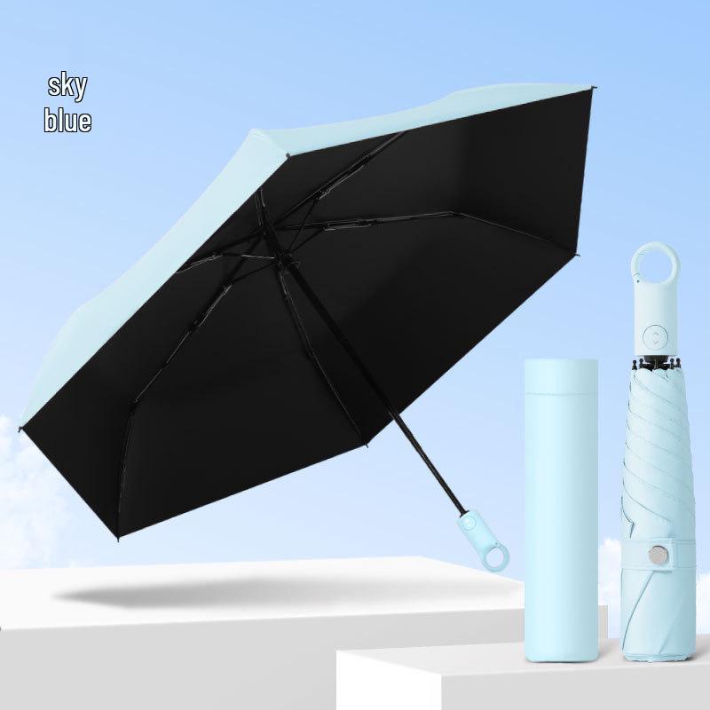 Fully Automatic Five-Fold Umbrella with Black Glue Sunscreen, UV Protection, and Dual-Use for Rain or Shine