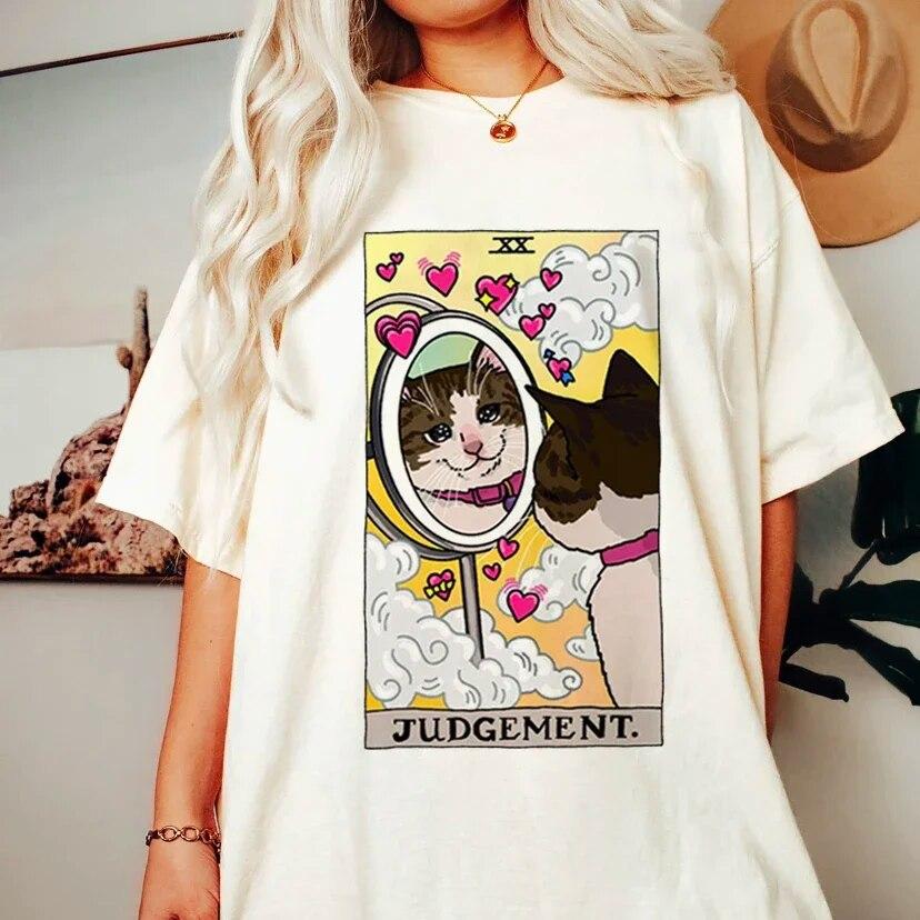 Modă Tarot Pisică Kawaii WoUnisex Tricou WoUnisex Tricou Desen Animat Model Drăguț Tricou Mânecă Scurtă Tricou WoUnisex Mărimi Mari s