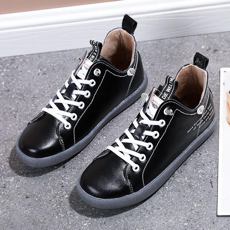 Winter New Fashion Ladies High -Top Leather Cotton Laces Fleece Autumn And Winter Outdoor Sports Shoes Warm Women Shoes