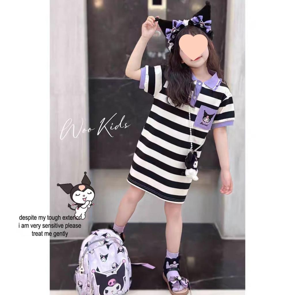 Girls Korean Summer Short Sleeve Cartoon Dress for Big Kids Fashionable and Trendy
