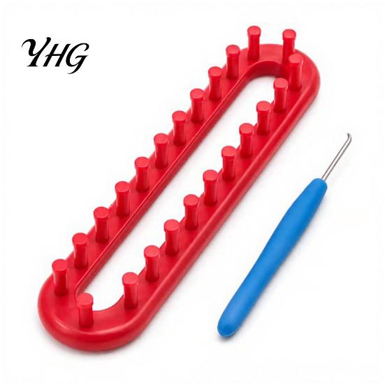 Crochet Hook Set Long Knitting Loom Set, Beginner for DIY Hat Scarf Shawl, Plastic Rectangular Yarn Weaving with Wool Supplies