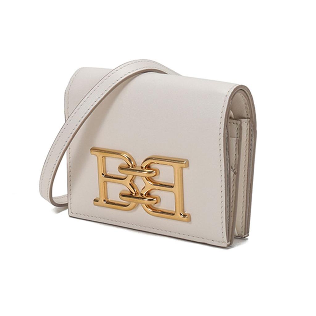 Bally B-Chain Short Metal Leather Wallet Crossbody Shoulder Bag Women bags Bone-White BRITNEY-W-83