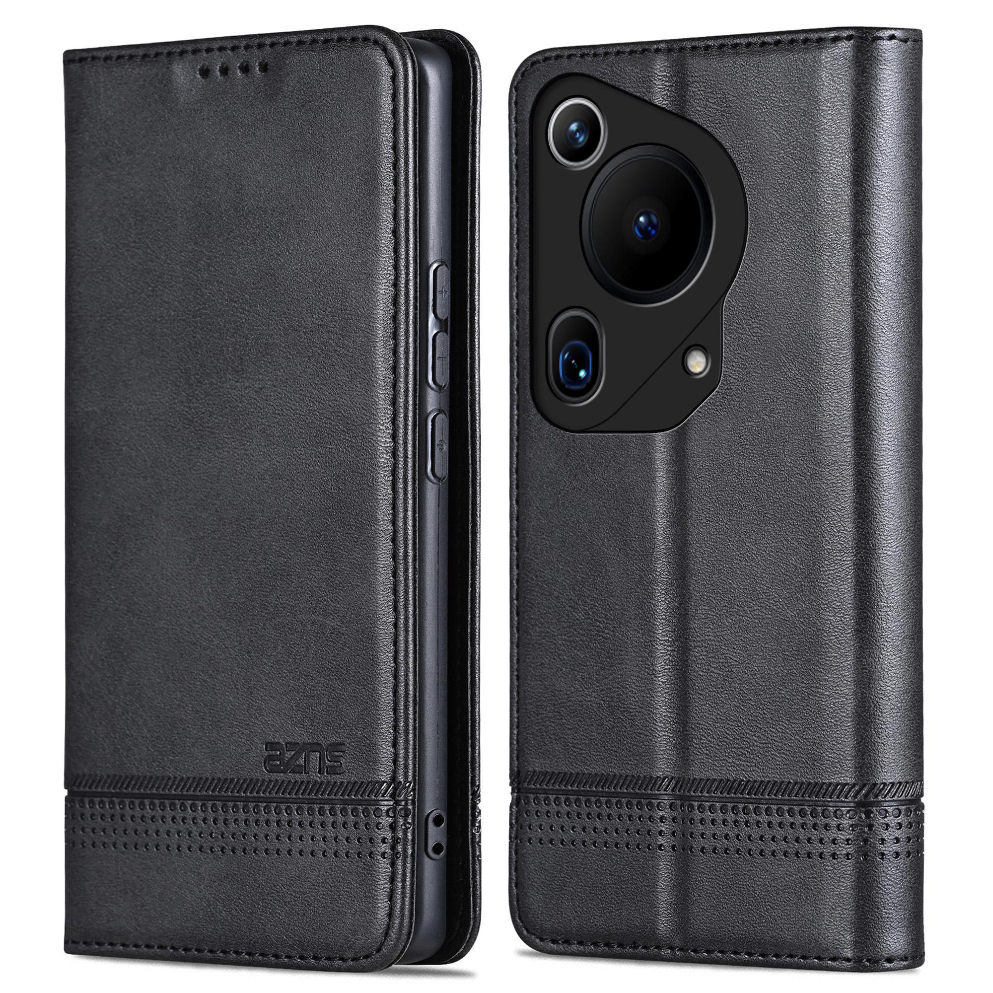 

AZNS For Huawei Pura 70 Ultra Case PU Leather Magnetic Closure Shockproof Flip Phone Cover Black
