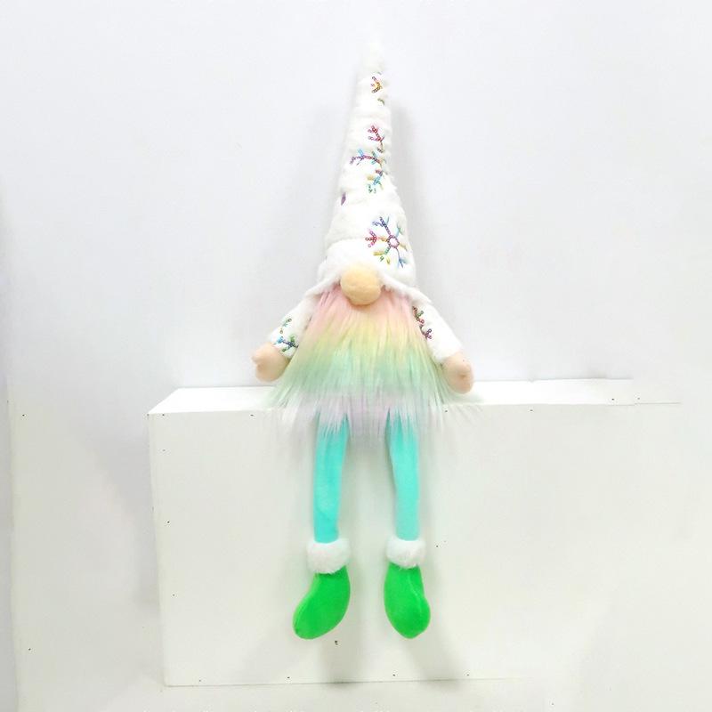 Telescopic long-legged plush doll creative Christmas ornament ornament cartoon Santa Claus shape fabric doll