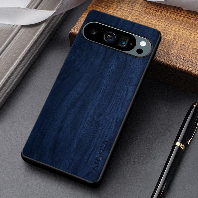 Hülle für Google Pixel 9 10 Pro XL 10A 9A Coque Strapazierfähige Holzmaserung Lederabdeckung für Google 10a Hülle Funda