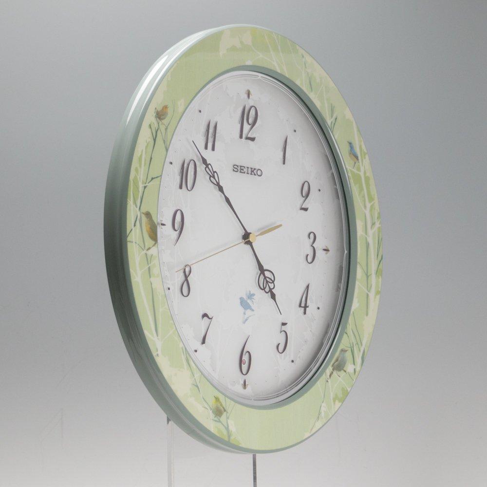 Seiko Uhr Wanduhr Naturklang 12 Arten Radio Analog Zeitsignal umschaltbar hellgrün Muster glänzend RX214M SEIKO
