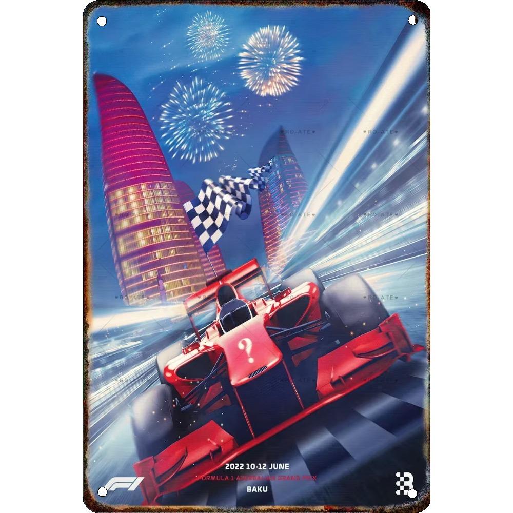 Vintage Formula Car Race Poster Home Garage Club Modern Wall Art Decorative Panel Mural Aesthetics