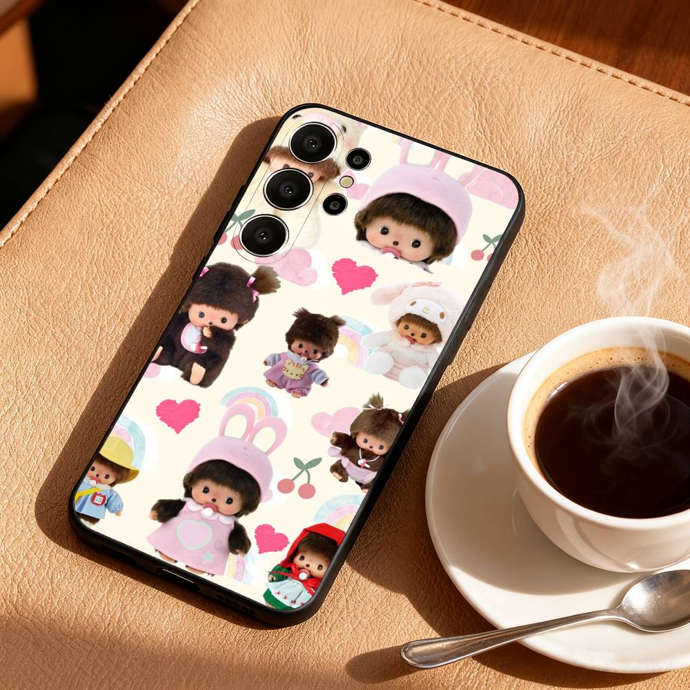 M-Monchhichi Phone Case For Samsung S25,24,23,22,30,21,10,9,Ultra,Plus,Lite,FE Black Soft Case
