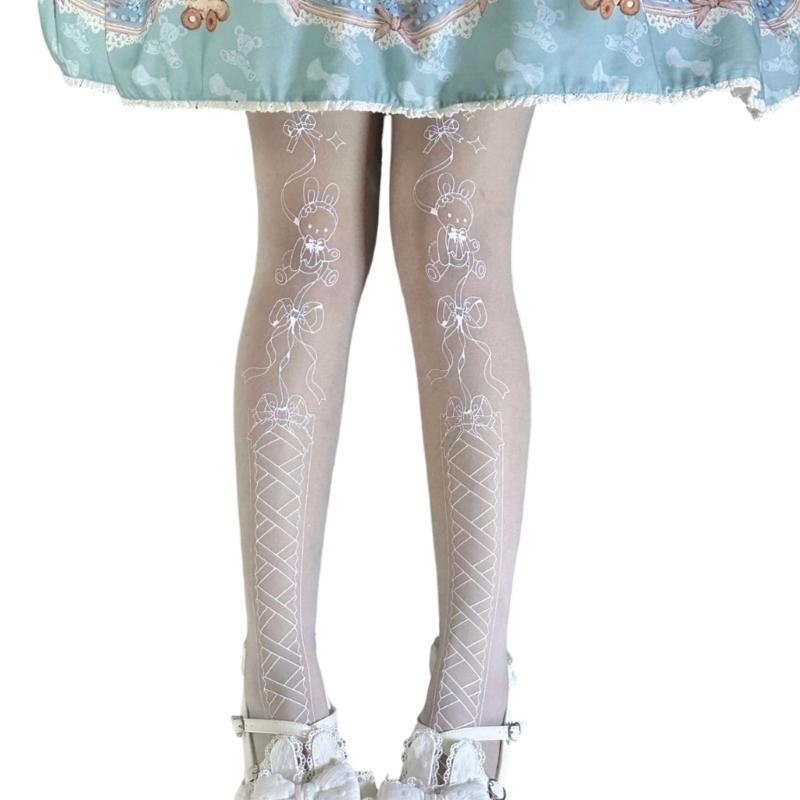 

Тонкие колготки с высокой талией, чулки до бедра с бантами для женщин, весенние летние колготки, чулочно-носочные изделия 1