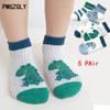 5 Pairs Kids Cotton Mesh Socks Thin Breathable Summer Cartoon Flower Princess Short Socks For Girls And Boys