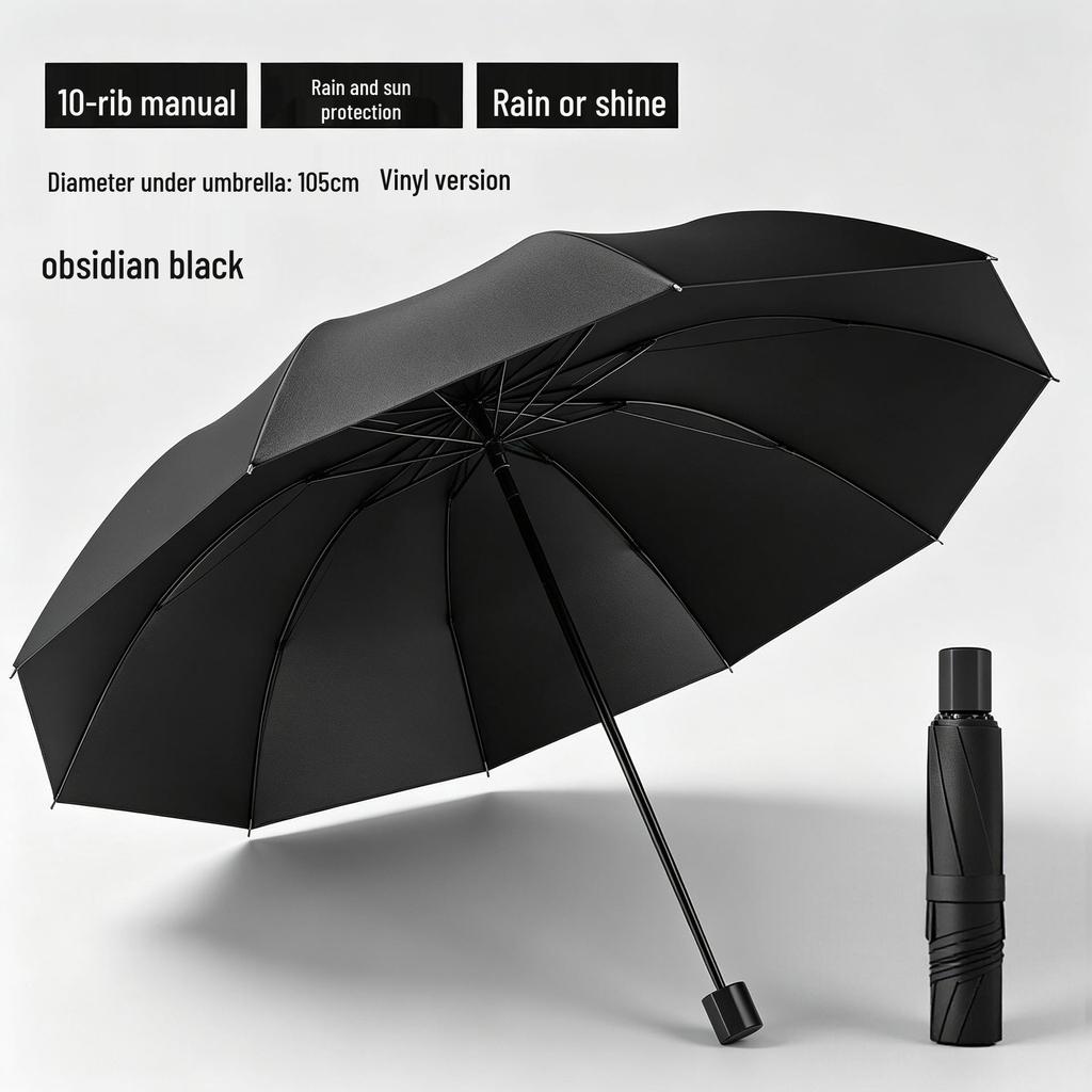 Extra-Large Folding Double Person Sunshade Umbrella with Black Glue Protection