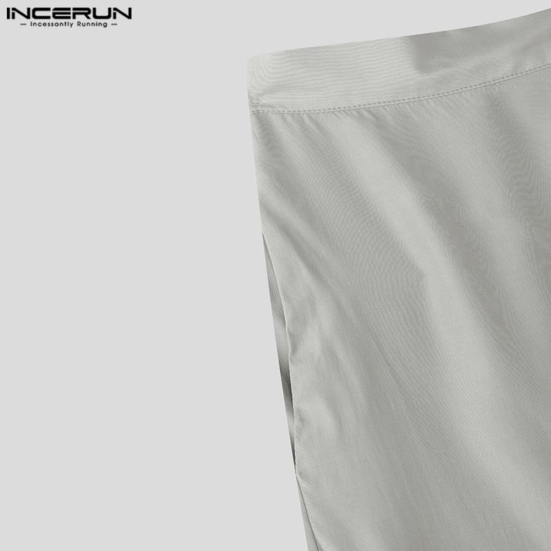 INCERUN Men Zip-up Waist Hollow Mesh Hem Patchwork Long Pants Trousers