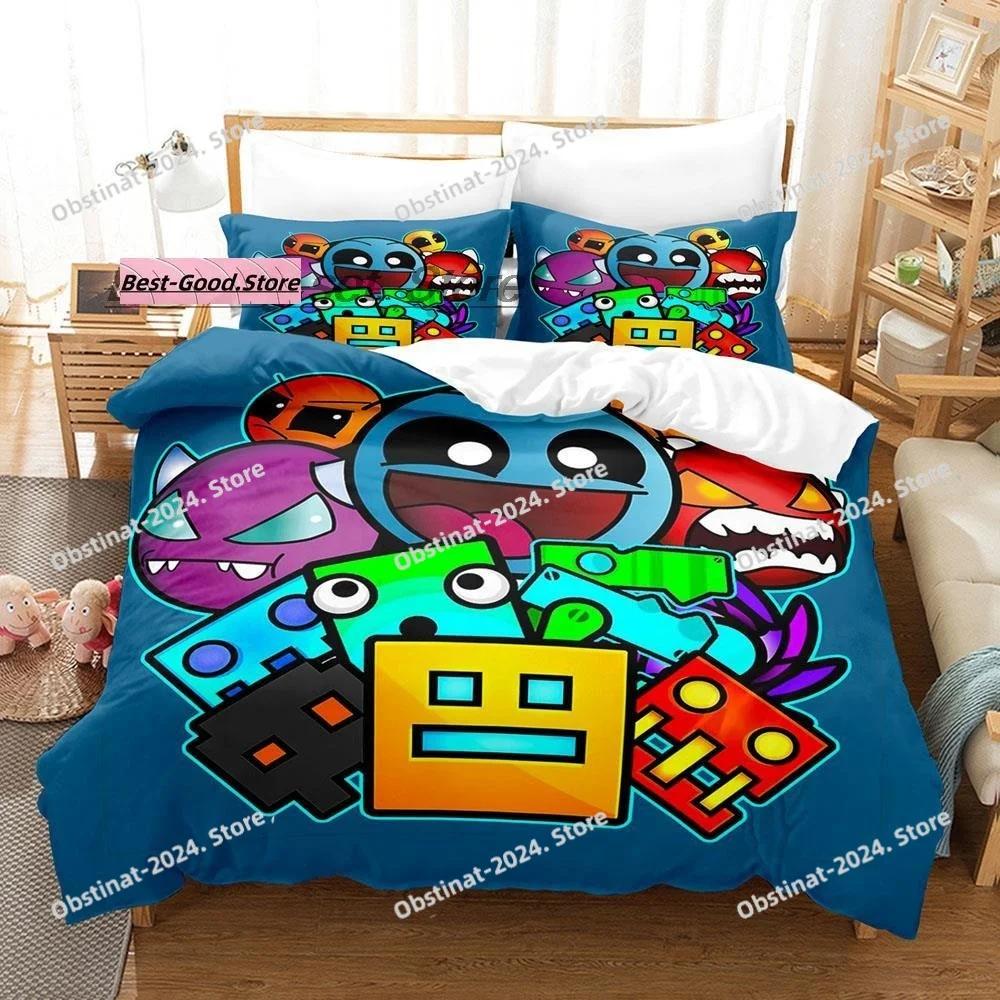 Hip Hop Angry Geometry Dash Bedding Set Single Twin Full Queen King Size Bed Set Game Bedroom Duvetcover Sets Anime Bed
