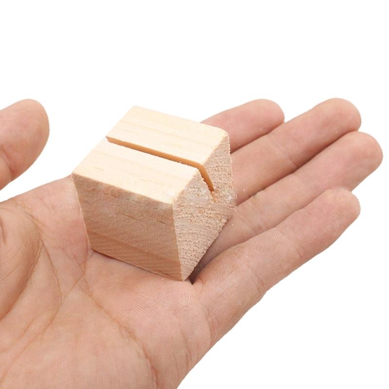 12pcs Natural Wooden Place Card Holders Stand Card Photo Clip Holder Rustic Wedding Decorations Party Table Number Name