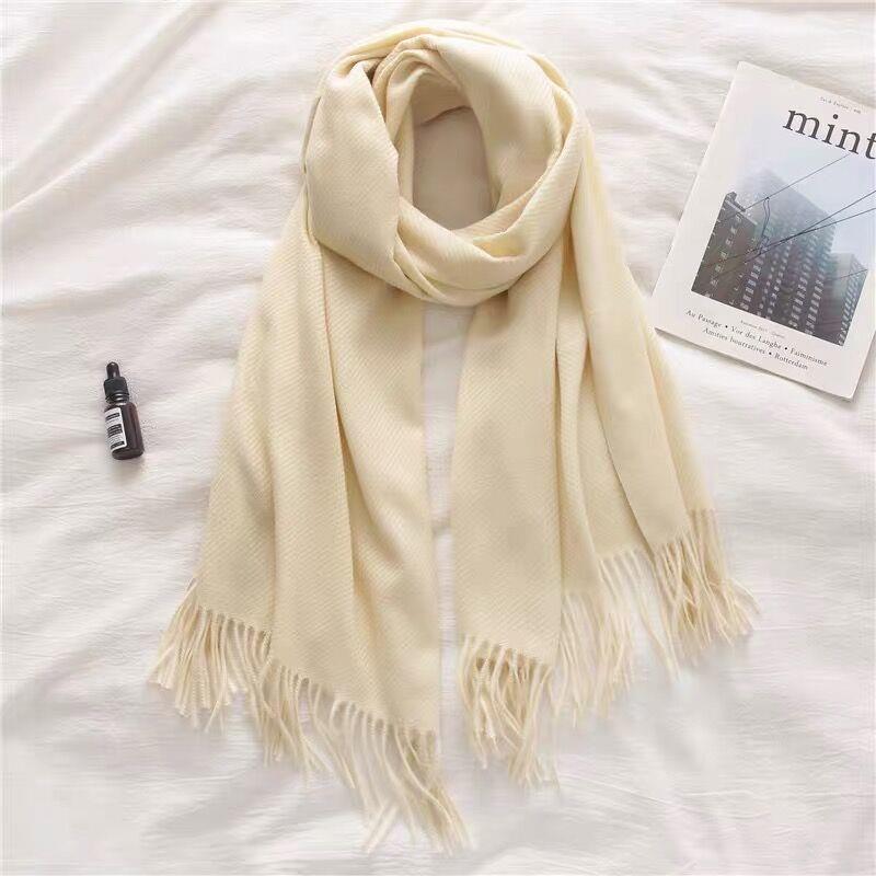 Women's Faux Cashmere Warm Scarf - Autumn/Winter Solid Color Korean Style Shawl