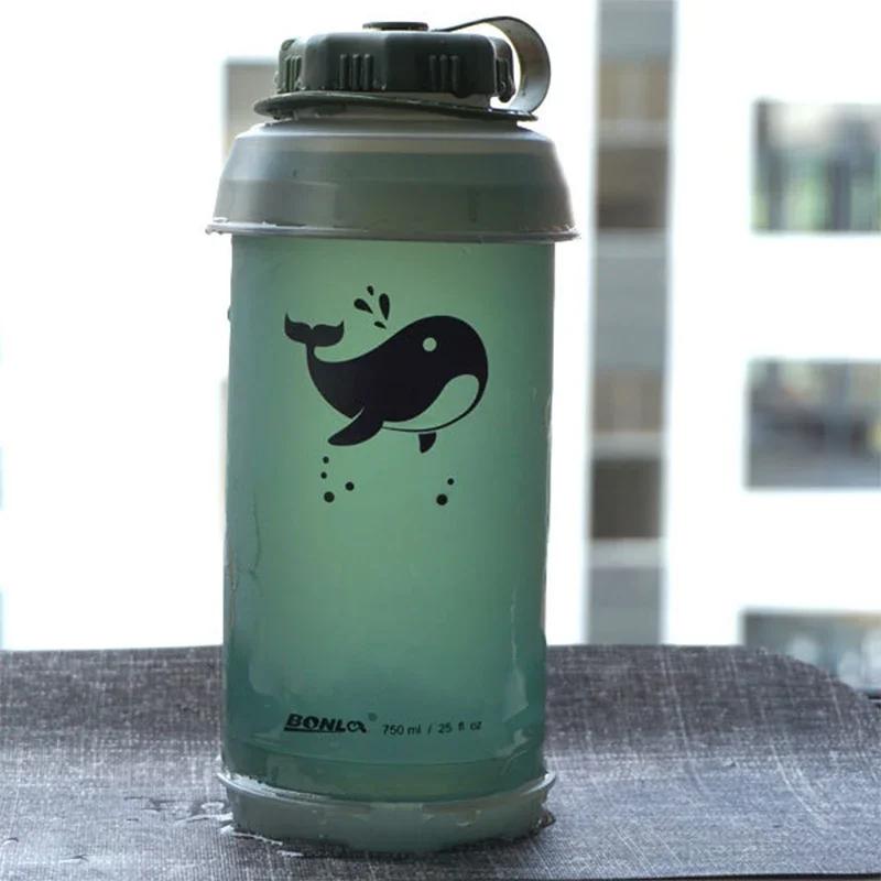 

Портативная бутылка для воды 750 мл, не содержит БФА, складная мягкая фляга для марафонского бега, пеших походов, альпинизма, спорта, емкость для сока зелёный