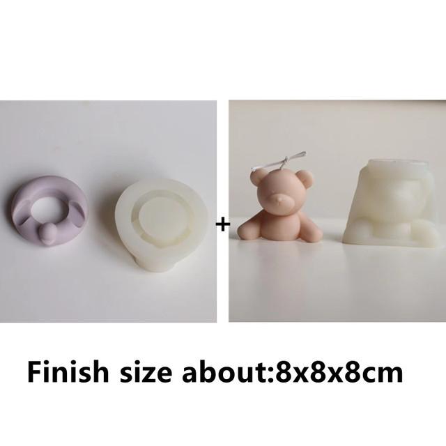 Cute Bear with Swimming Ring Silicone Mold DIY Creative Candle Mold for Candle Making Summer Party Supply Home Decor