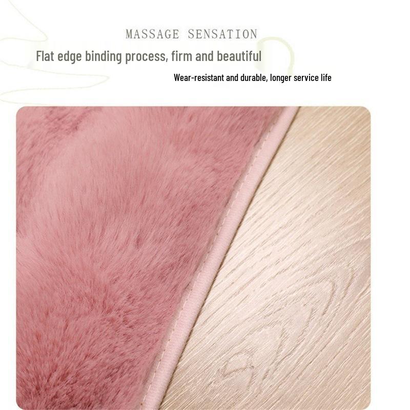 Cream Imitation Rabbit Fur Carpet - Ideal for Bedroom, Cloakroom, Living Room, or Bay Window. Bubble Velvet Plush Mat.