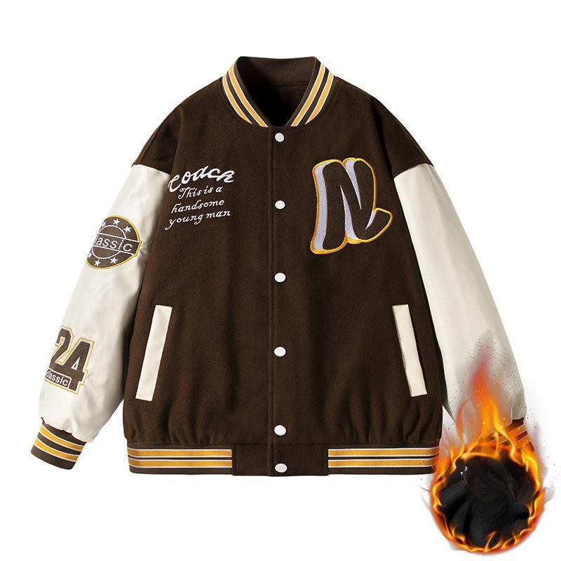 Modna kurtka patchworkowa Nowa koszulka baseballowa z nadrukiem Modna męska wiosenna kurtka dla pary Streetwear Stylowy top w stylu Hongkongu