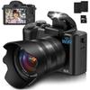YOODEE 8K WIFI Digital Camera with Smartphone 88MP Dual 48MP CMOS 64GB MicroSD Card Image 16X 2 Cards Neck Strap Large Dark Black Sync, Touchscreen,