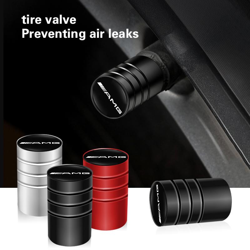 WMFH9 4Pcs 3D Styling Car Wheel Tire Valve Caps Stem Cap Accessories For Mercedes Benz AMG W169 W177 W204 W213 W214 W221 W222 W220 GLC