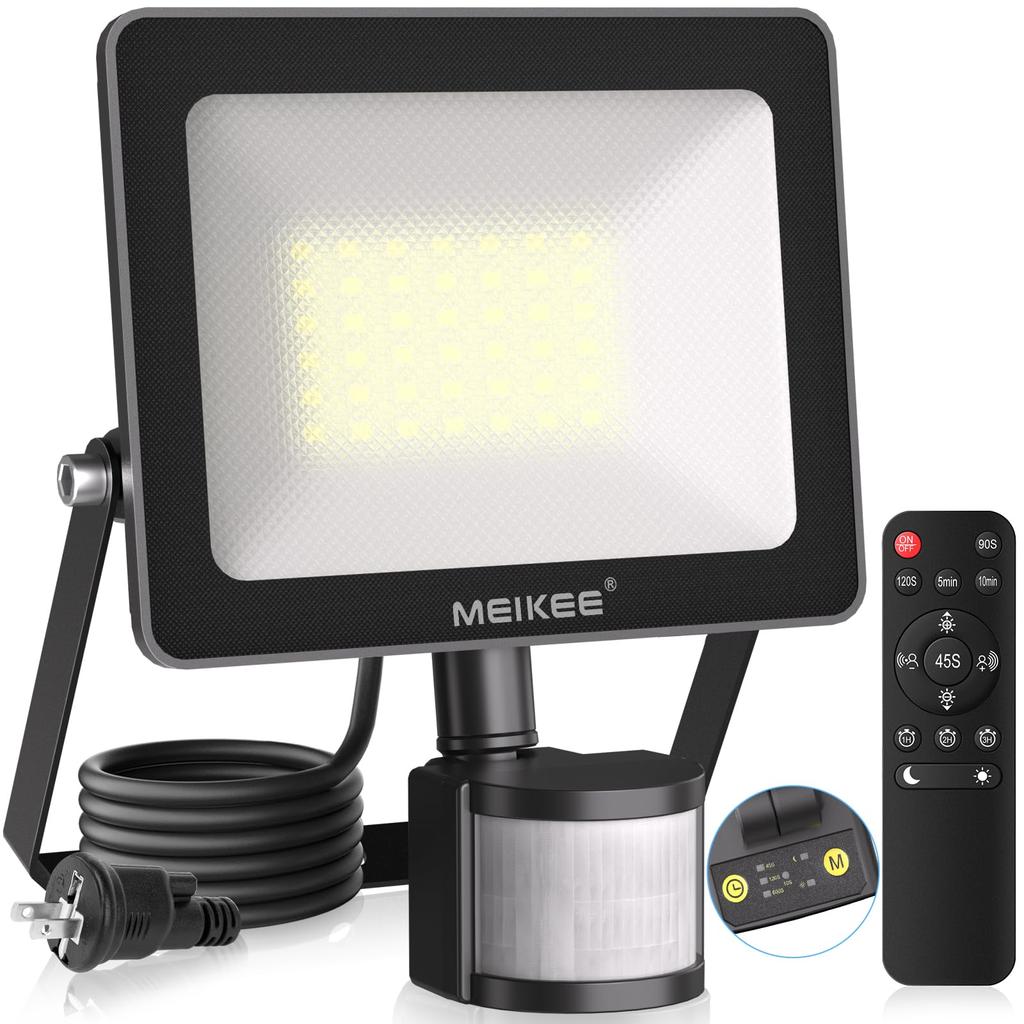 MEIKEE 35W Motion Sensor Remote Control High Security IP66 Adjustable Sensor Constant Lighting Adjustable Lighting Hours Security For Both Outdoor and