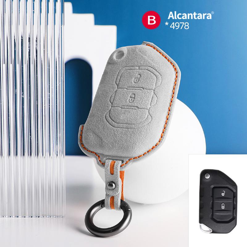 Interior Mouldings Car Remote Key Case Cover Shell For Jeep Wrangler JL JK JLU XD Gladiator JT Protector Suede Alcantara Accesso