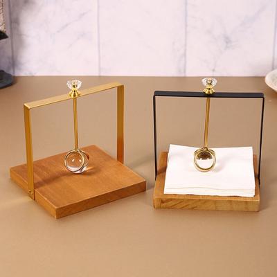 Wooden Tabletop Tissue Rack Light Luxury Tissue Storage Box Metal Napkin Holder  Cafe Dinning Table
