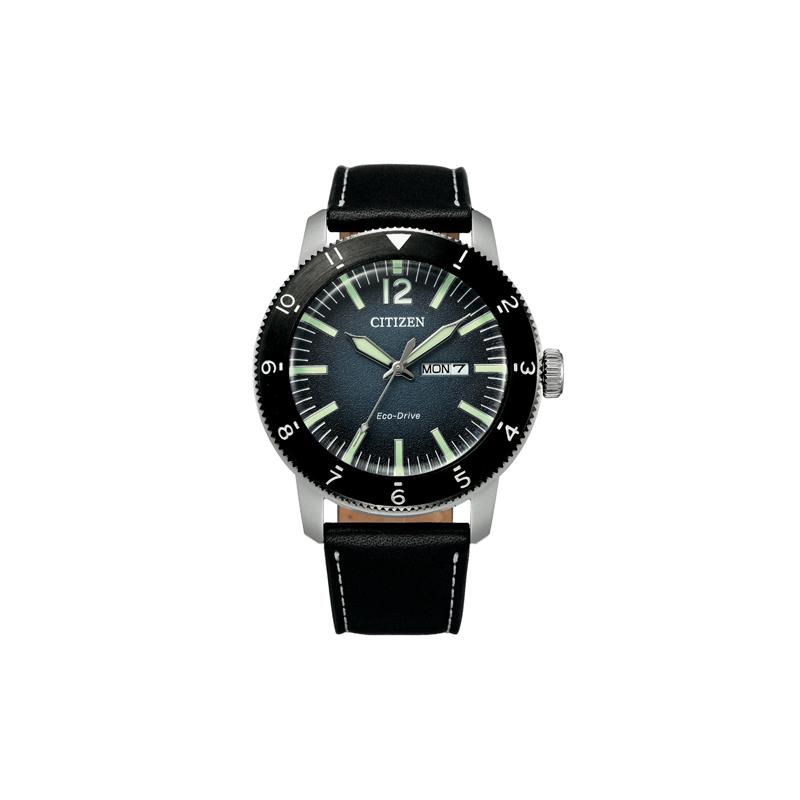 

CITIZEN Eco-Drive Series Stainless Steel Eco-Drive Watch Solar Quartz Leather Strap Men s Watch Green Dial AW0077-19L синій