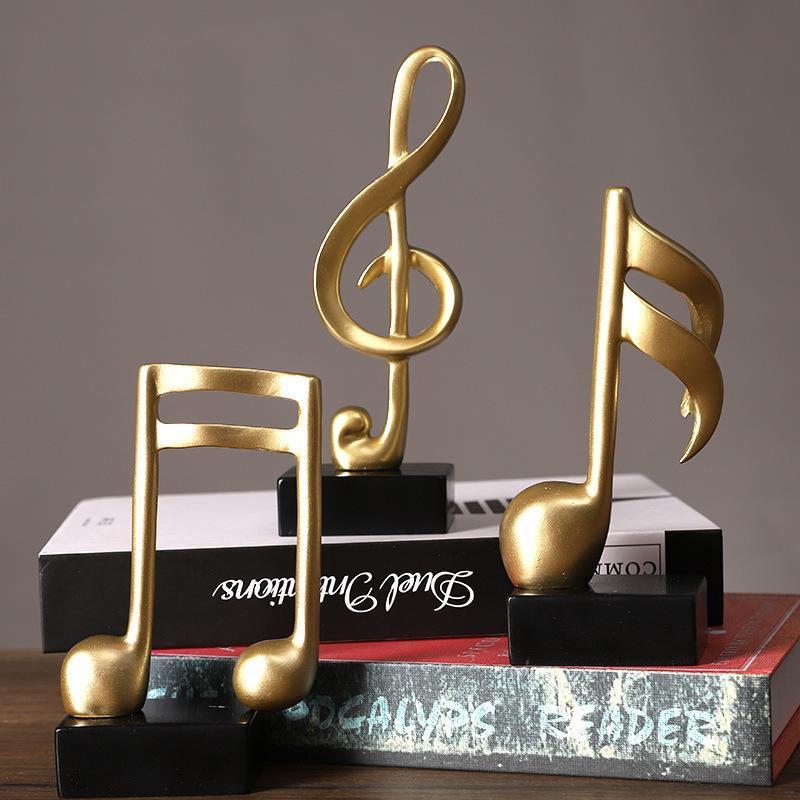 Music Note Figurine Modern Music Decor Gold Music Note Sculpture Resin Figurine Modern Musical Symbol Decoration Piano Room