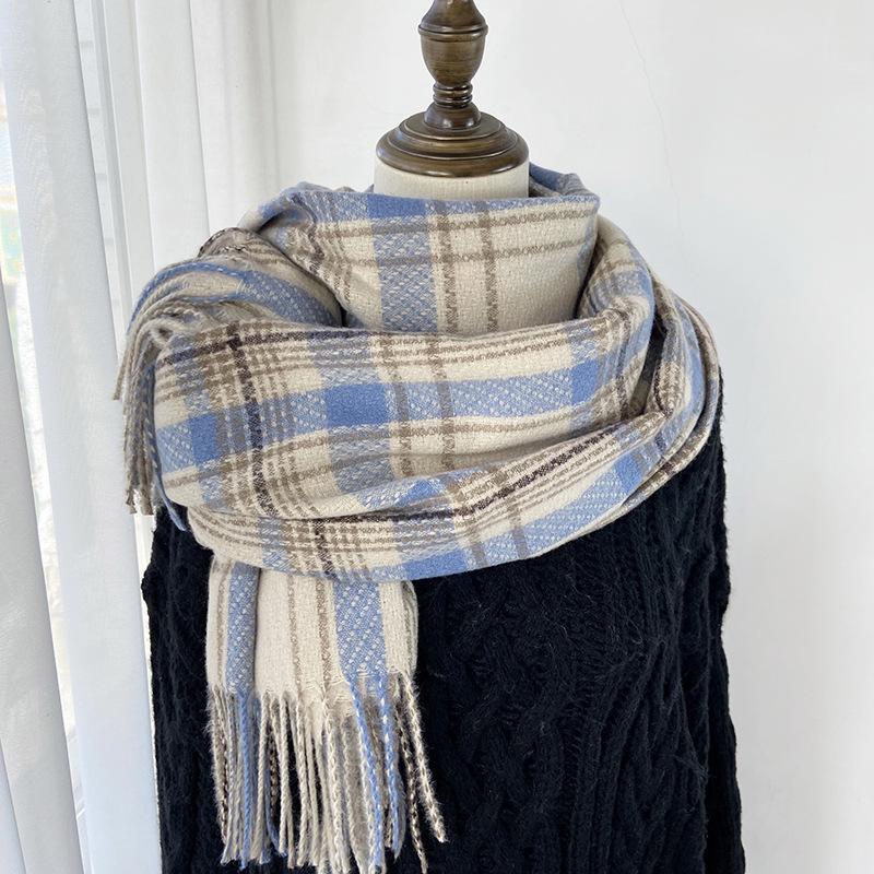 Autunno e Inverno Nuova Sciarpa Sciarpa Invernale da Donna Spessa Calda Imitazione Cashmere Plaid Scialle