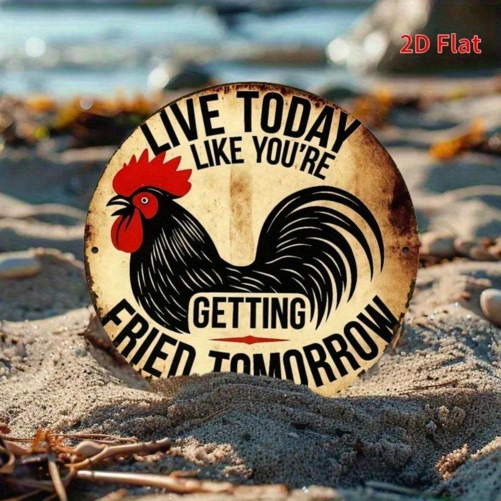 Vintage Rooster Metal Wall Decor Farmhouse Kitchen Tin Sign Funny Gift For Home