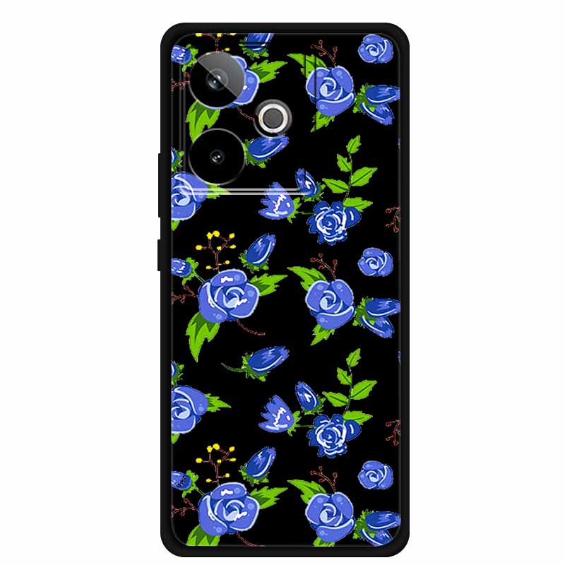 For Realme GT7 GT 7T Case Cute Floral Retro Black Silicone Soft Case Back Cover for Realme GT 7 TPU Funda For Realme GT 7T Coque