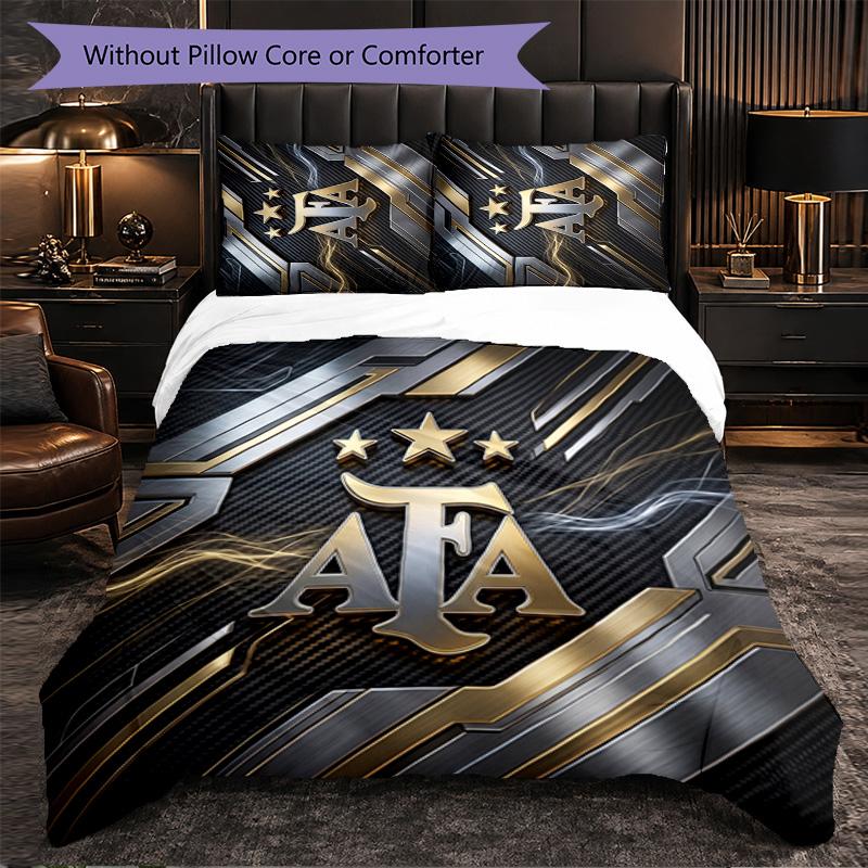 Argentina Football Pattern 3 Pieces Bedding Set Soft Microfiber Duvet Cover with Pillow Cases for Bedroom