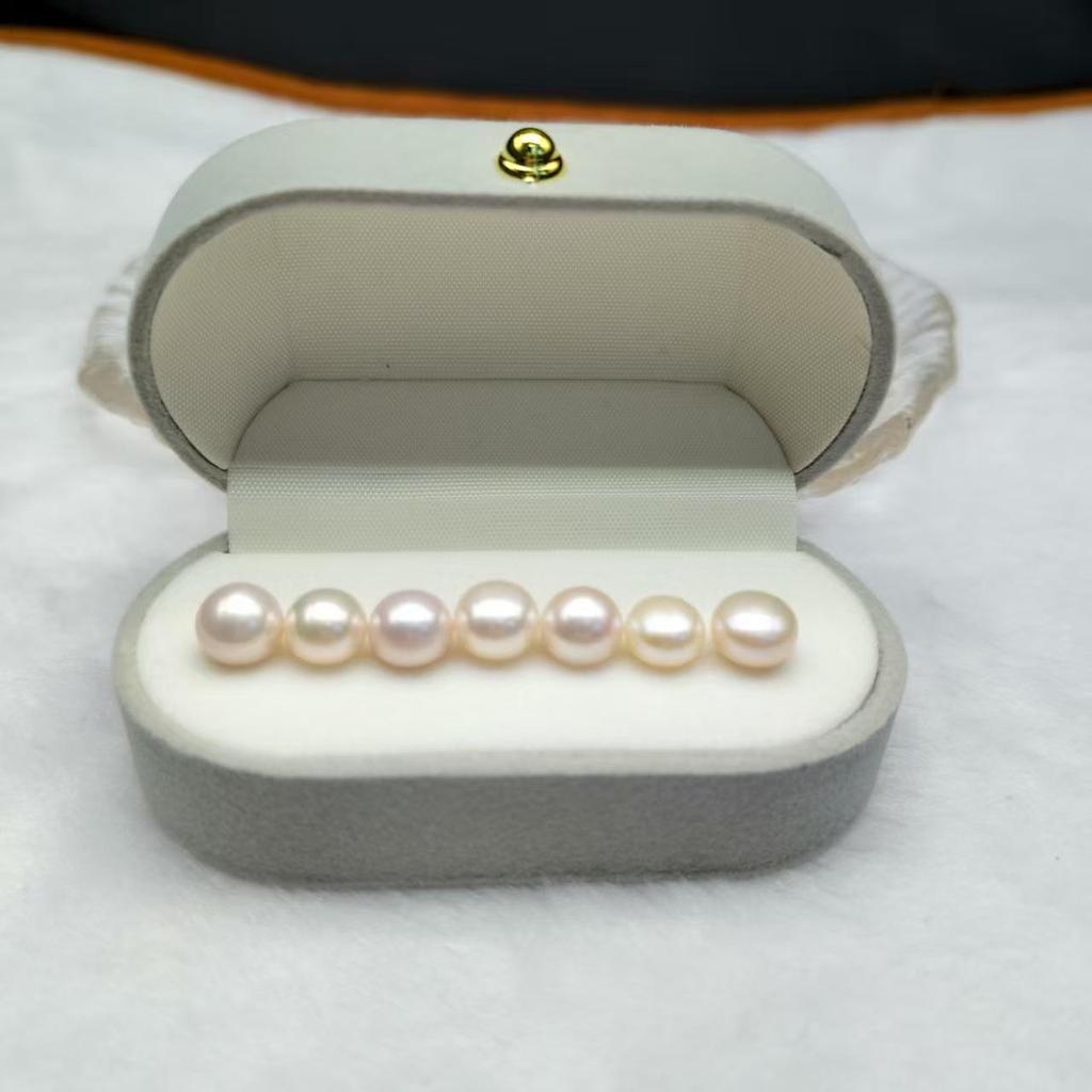 7.5-8.5mm 4A Freshwater Pearl Muffin Bead, Half-Drilled Nude Manta Rose for DIY Earrings or Rings.