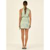 Women's Spring Summer Formal Satin Mini Dress High Neck Sleeveless Knot Waist Cocktail Party Bodycon Dress