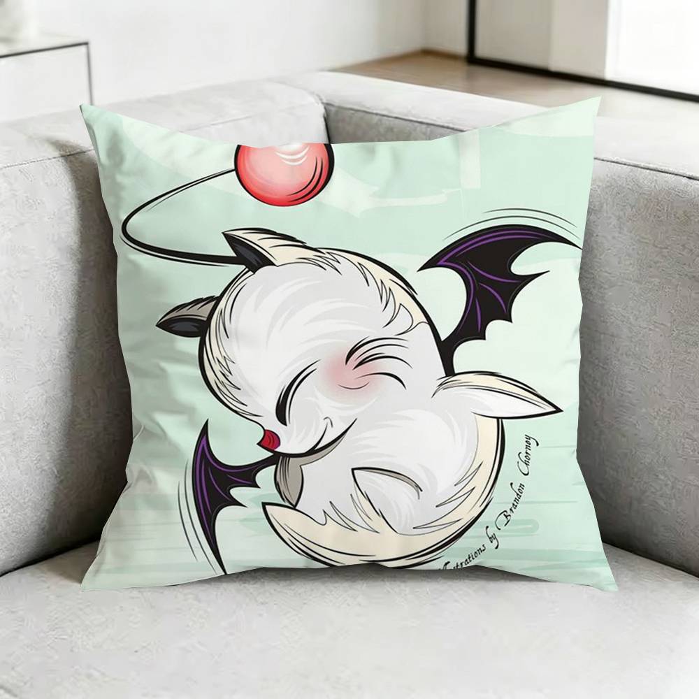 FF Final Fantasy MoogleW Square DoubleSided printed Pillow Case Bedroom Bedside Pillow Sofa Cushion Cover Gift
