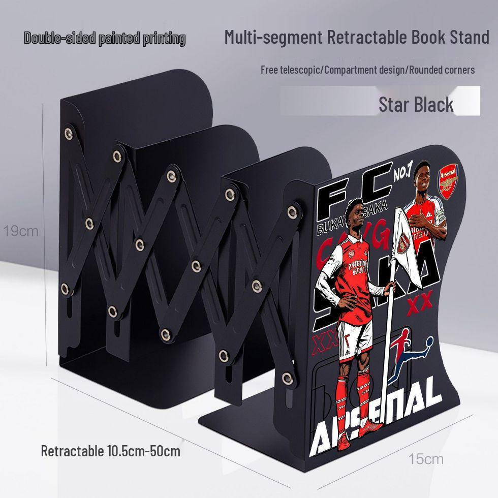 

Retractable Desktop Bookshelf: Football Stars Edition (Messi, Ronaldo, Mbappé) Thickened Metal Retractable Bookshelf