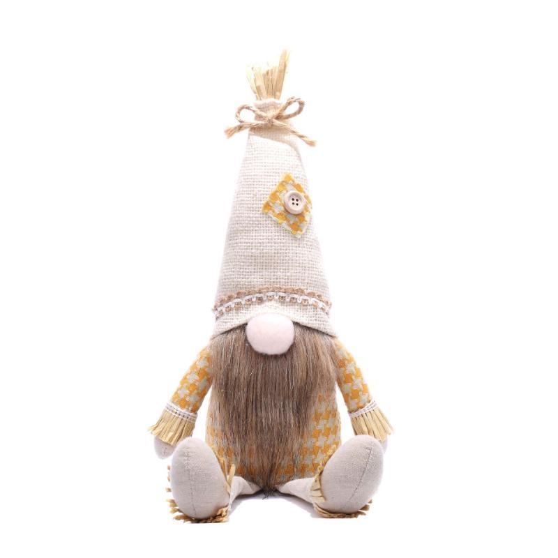 2023 New Harvest Straw Dwarf Doll Ornaments Christmas Rudolf Thanksgiving Faceless Doll Home Decoration Gift 1pcs