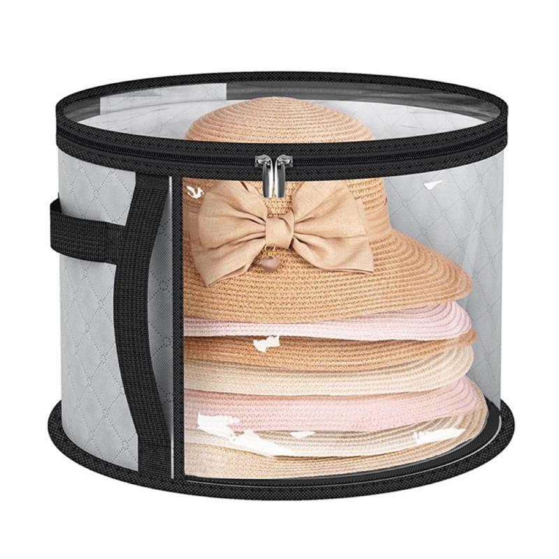 

New Hat Box Convenient Round Travel Hat Box Organizer Wear-Resistant Hat Organizer Hat Storage Organizer сірий