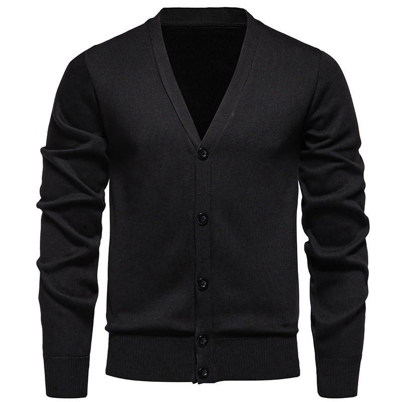 

Men s Knitted Color Casual V,neck Sweater Jacket With Fleece,lined Undershirt XXXL чорний