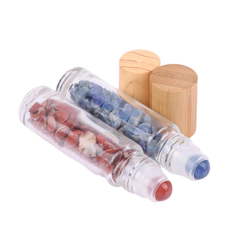 10ml Natürlicher Edelstein Roll-On Flasche Nachfüllbar Ätherisches Öl Körperparfüm Glas innen Heilkristall Schönheits-Chips 1 Stück