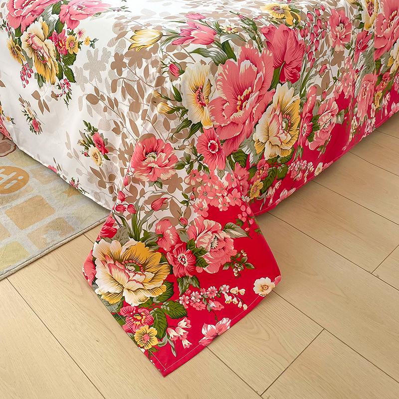 Flower Printed Flat Bed Sheets for Double Bed Single/Queen/King Reactive Printed Top Sheets for Beds sabanas cama Bed Linen