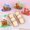 4Pcs Pencil Erasers Cute Cartoon Realistic Traceless Christmas Gift Funny Toast Bread Kids Students Erasers School Supplies