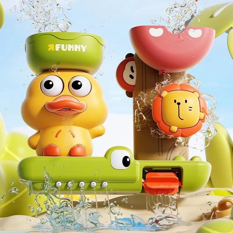 Giocattolo da Bagno per Bambini a Forma di Anatra/Fiore Gioca con l'Acqua Nella Ruota Idraulica del Leone Divertimento per Bambini Nella Doccia Vasca da Bagno Con Ventosa In Regalo per Bambini