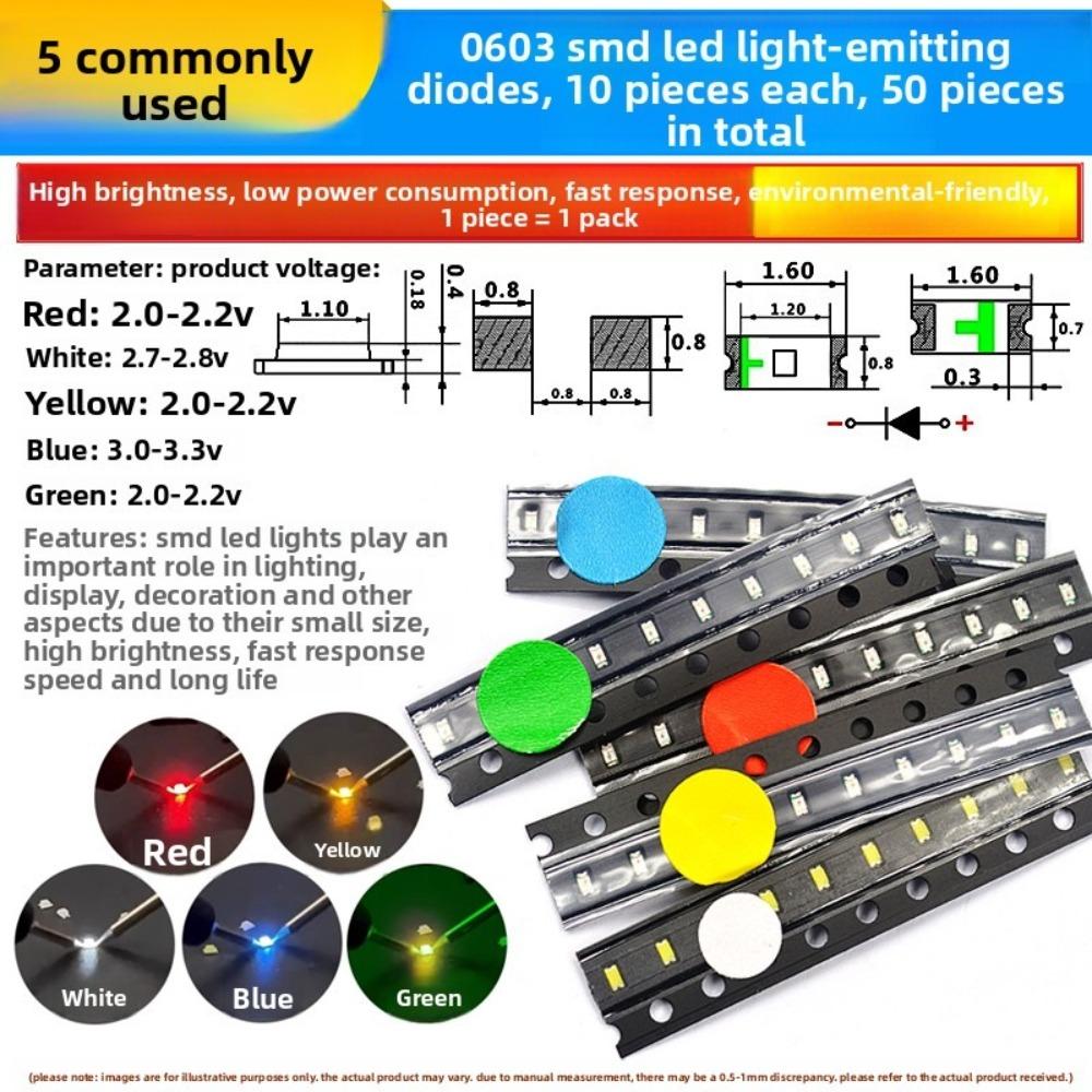 20pcs/50pcs Professional 0805/0603 SMD SMD LED Diode RGB Multi-Color SMT Lamp DIY LED Chip Electronic Projects