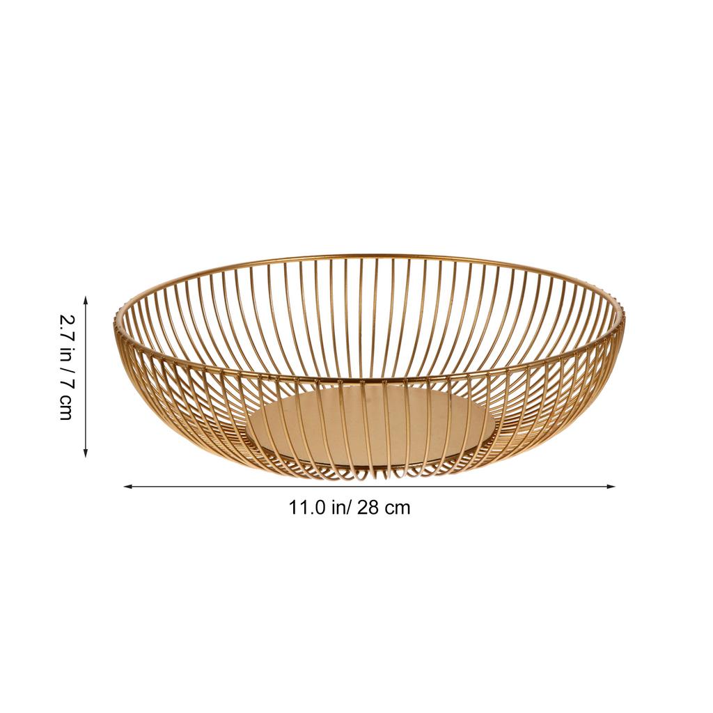 11 Inch Round Wire Fruit Basket Bowl Handmade Iron Snack Storage Decorative Kitchen ganizer Countertop Home Decoration Metal